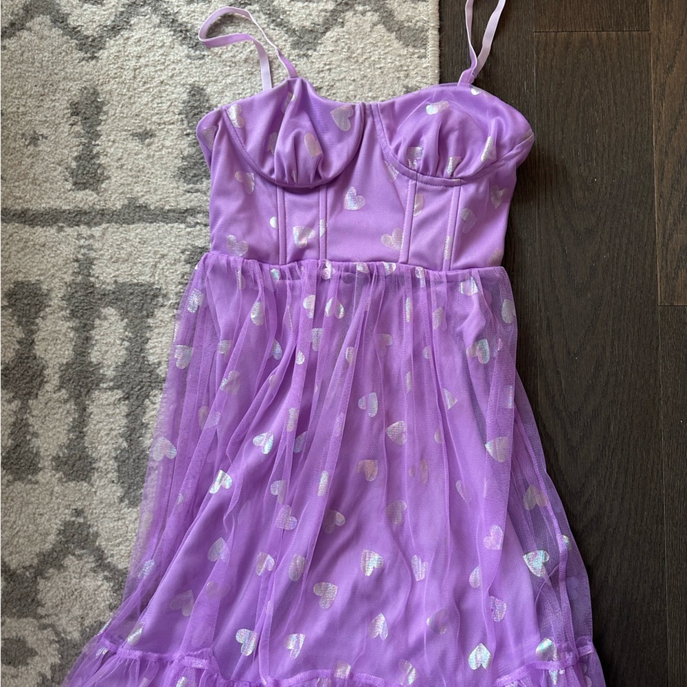 Betsey Johnson Purple Mesh Heart Dress